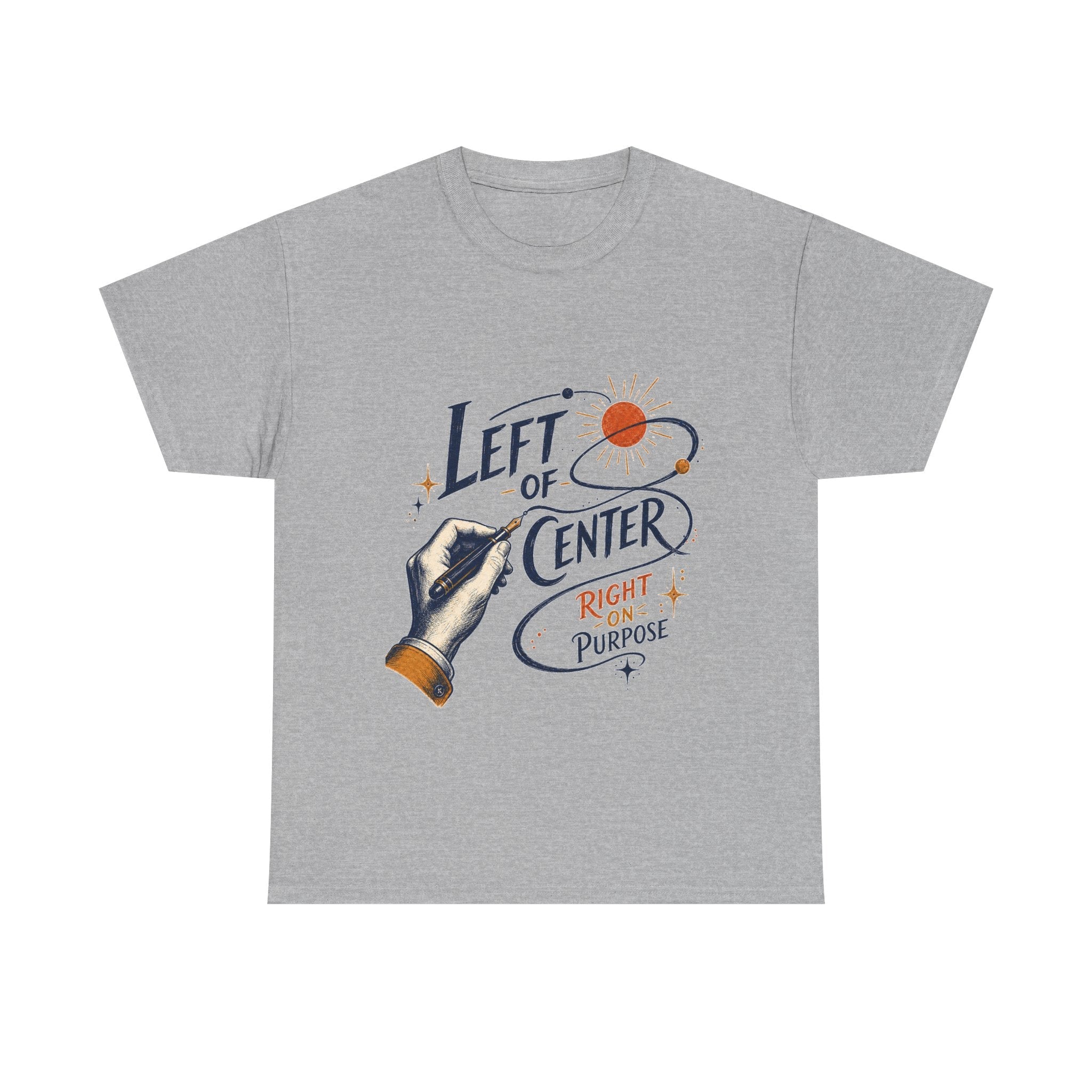 Left of Center Right on Purpose T-shirt in Sport Grey for National Left Handers Day