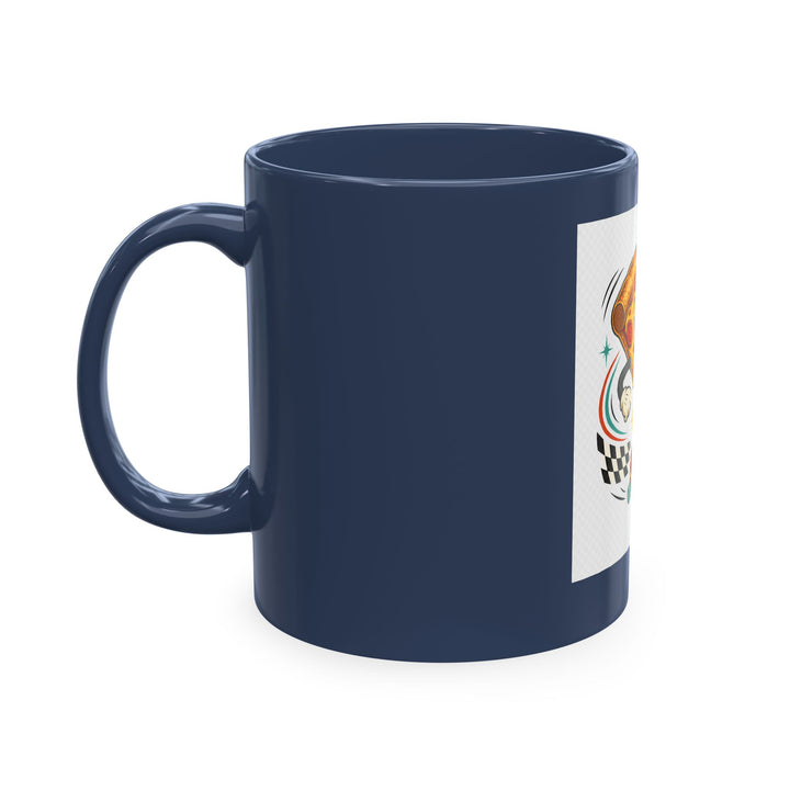 Pizza Racer Mug — Retro Slice Racing Coffee Cup