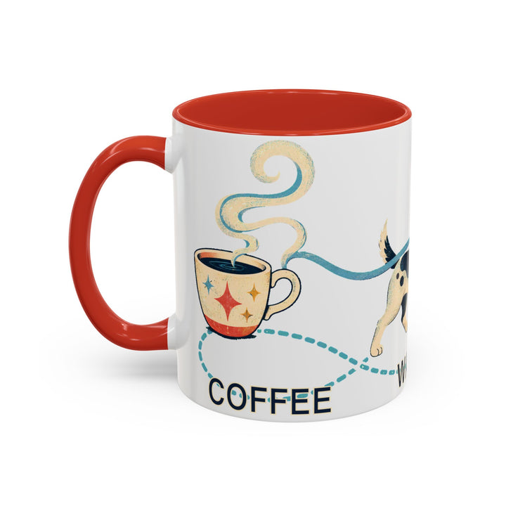 Coffee. Walk. Repeat. Accent Coffee Mug