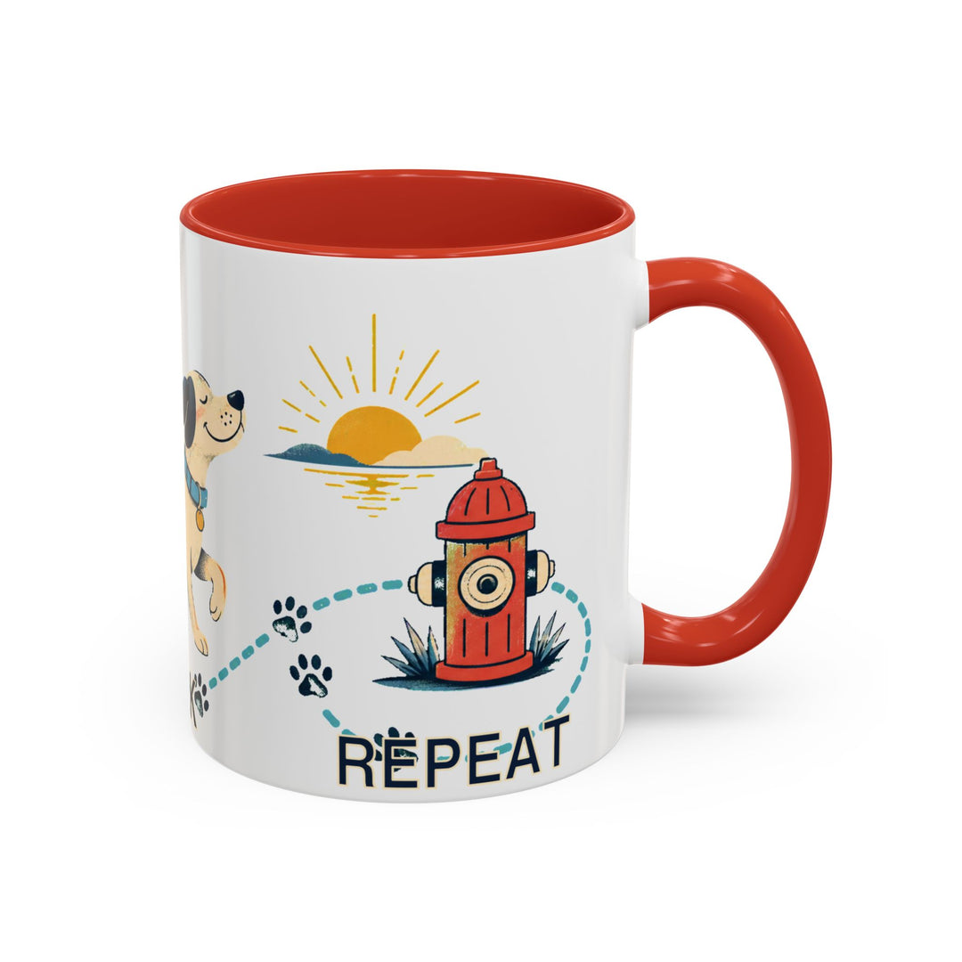 Coffee. Walk. Repeat. Accent Coffee Mug