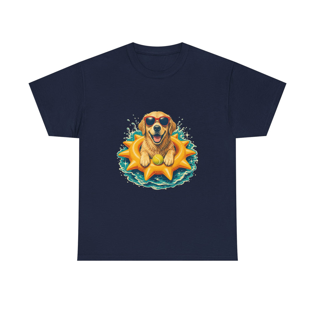 Dog Floatie T-Shirt – Cool Sunglasses Golden Retriever Summer Tee