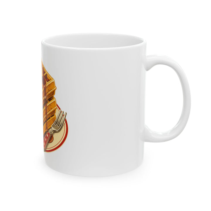 Waffle Stack Ceramic Mug — Retro Breakfast Coffee Cup (11oz & 15oz)