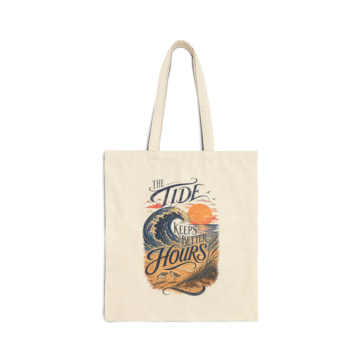 The Tide Keeps Better Hours National Beach Day Cotton Canvas Tote