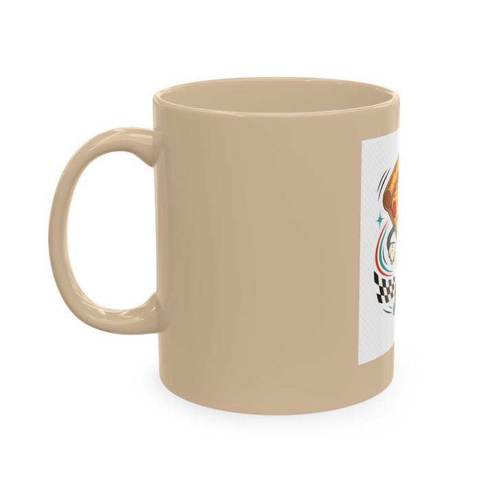 Pizza Racer Mug — Retro Slice Racing Coffee Cup