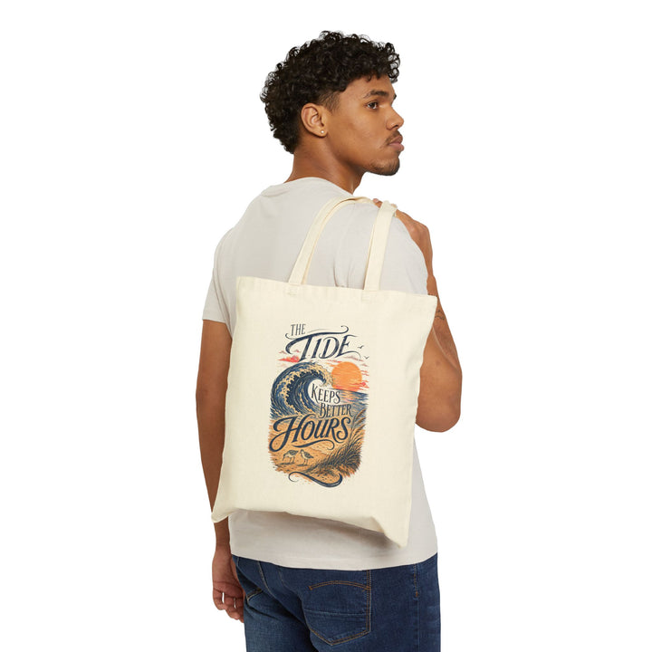 The Tide Keeps Better Hours National Beach Day Cotton Canvas Tote