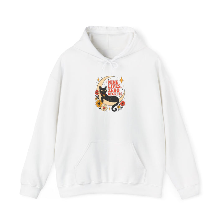 Cat Moon Hoodie — “Nine Lives, Zero Regrets” Cozy Graphic Pullover