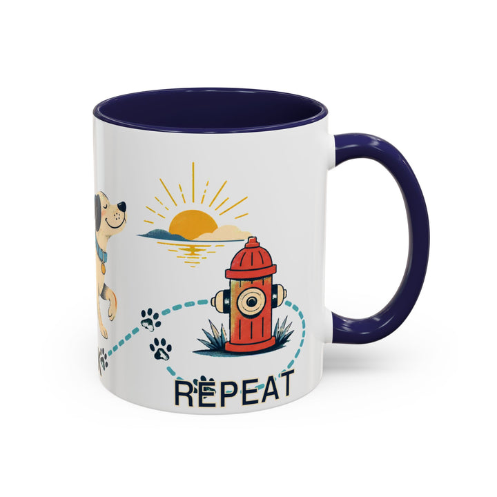 Coffee. Walk. Repeat. Accent Coffee Mug