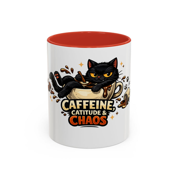 Caffeine, Catitude & Chaos Accent Coffee Mug