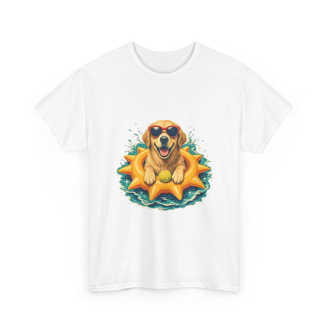 Dog Floatie T-Shirt – Cool Sunglasses Golden Retriever Summer Tee
