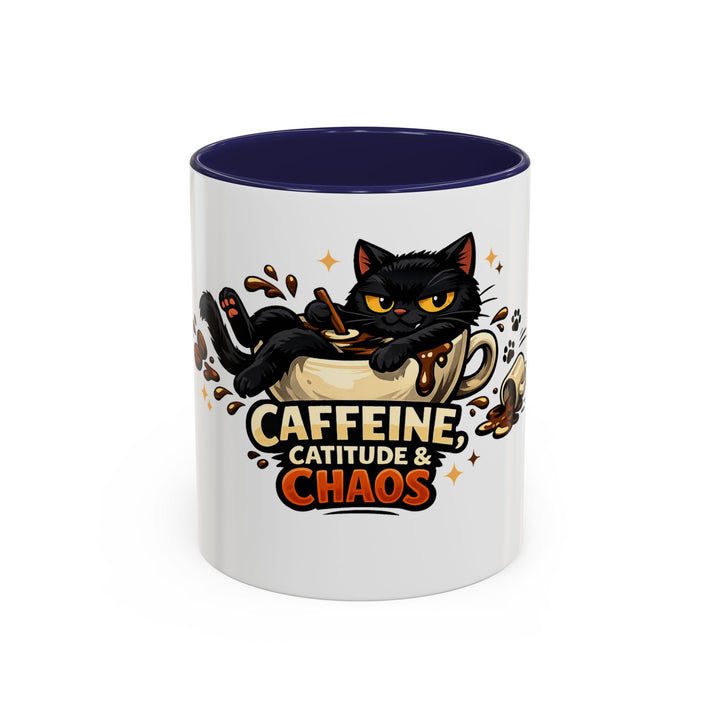 Caffeine, Catitude & Chaos Accent Coffee Mug