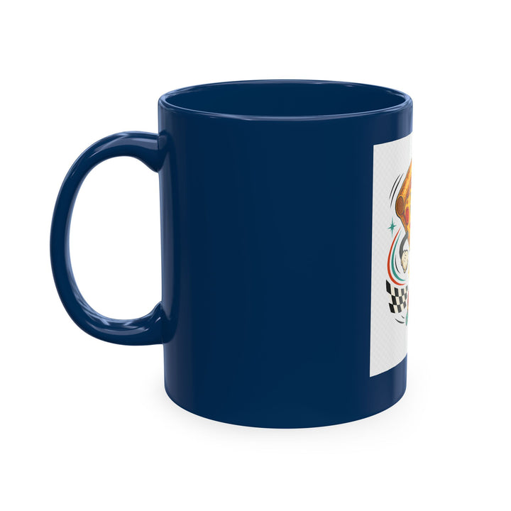 Pizza Racer Mug — Retro Slice Racing Coffee Cup