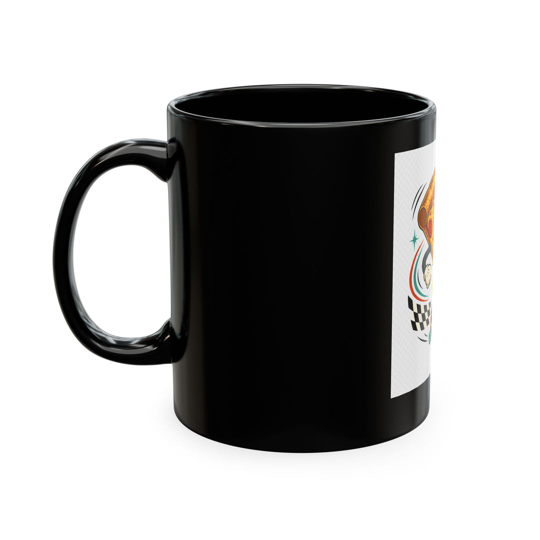 Pizza Racer Mug — Retro Slice Racing Coffee Cup
