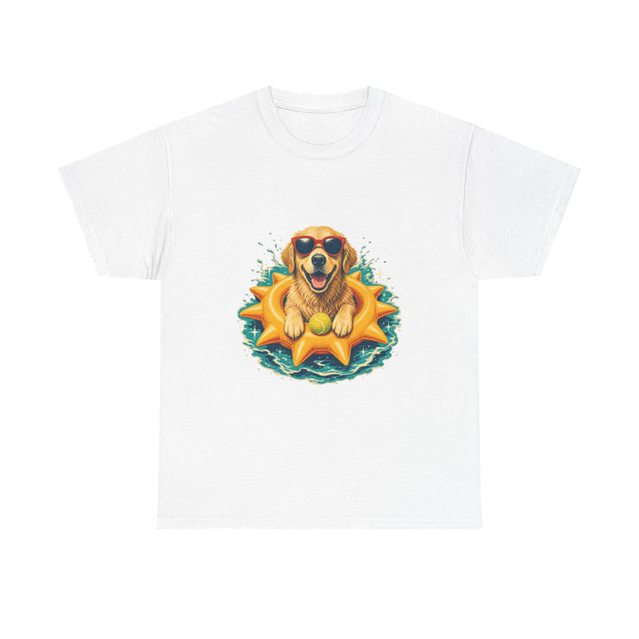 Dog Floatie T-Shirt – Cool Sunglasses Golden Retriever Summer Tee