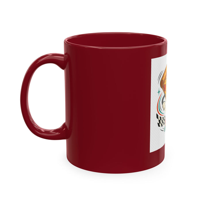 Pizza Racer Mug — Retro Slice Racing Coffee Cup