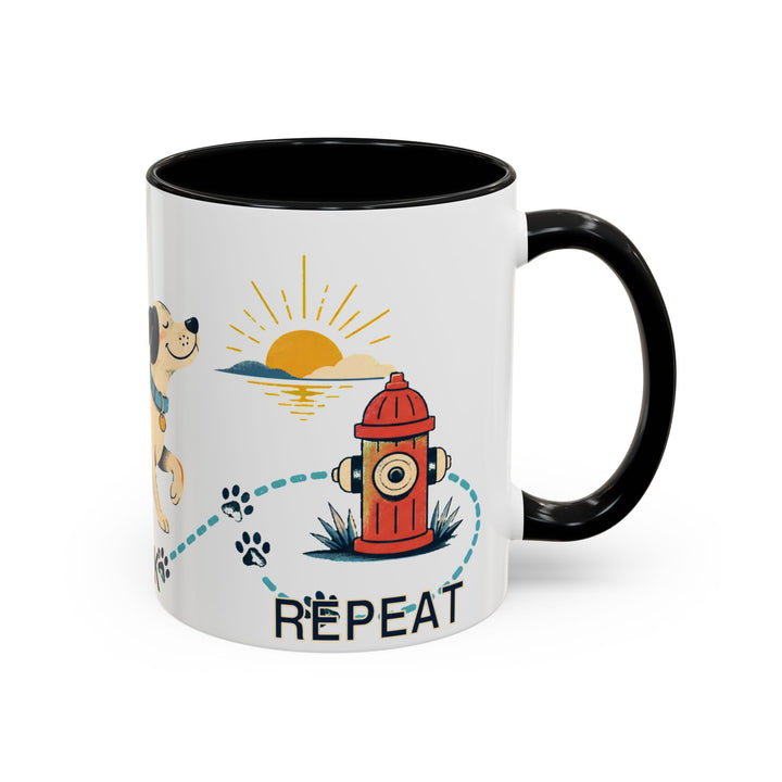 Coffee. Walk. Repeat. Accent Coffee Mug